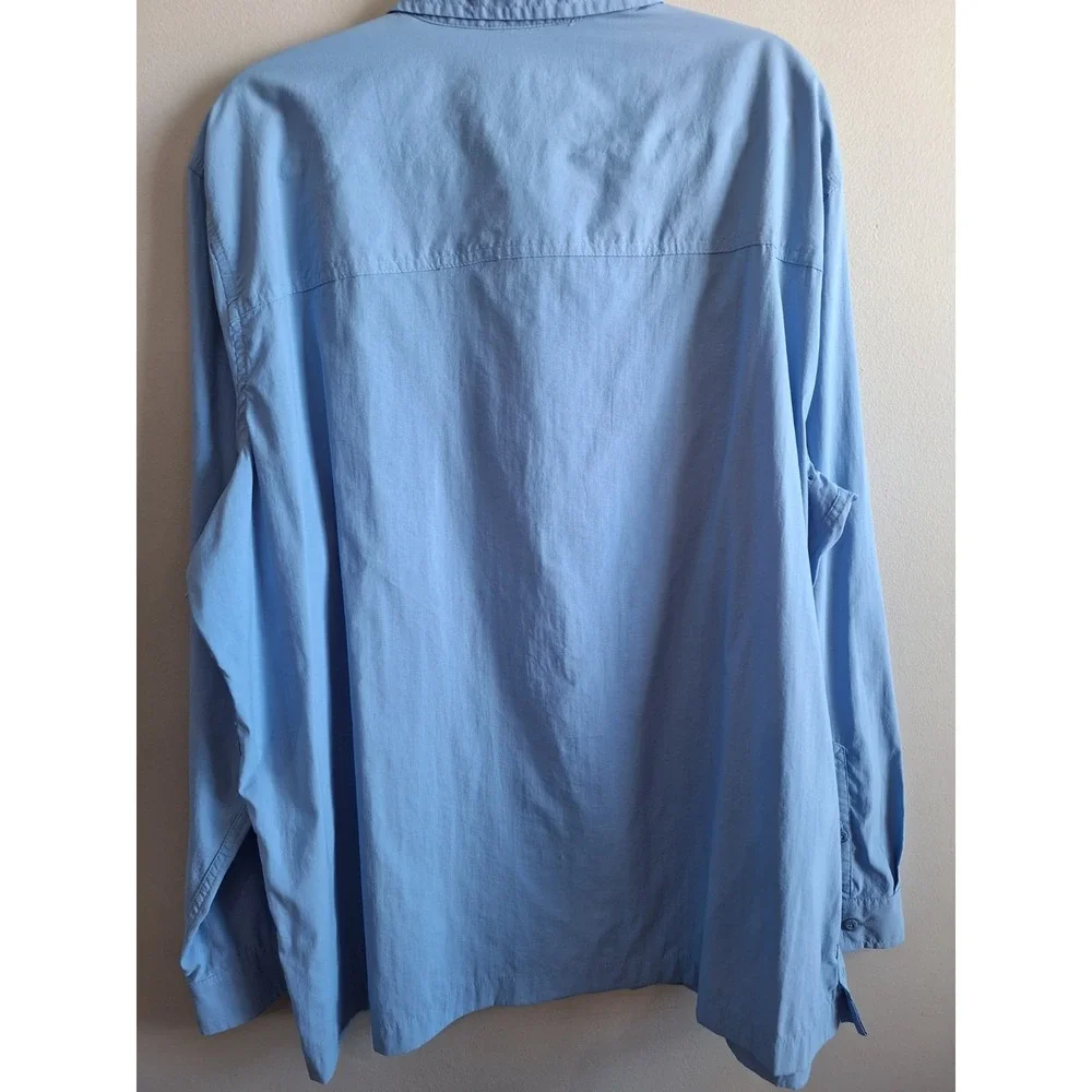 L.L. Bean‎ Nylon Vented Fishing Button Up Shirt Mens XXL Blue Hiking Camping